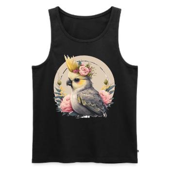 Mignon Cockatiel Perroquet Oiseau Fleur Couronne Oiseaux de compagnie - Débardeur bio Premium Homme - noir - Devant - Michal (187cm)