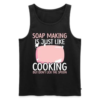 Making soap is like cooking, don't leak the hole - Men's Premium Organic Tank Top - black - Front - Michal (187cm)