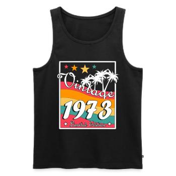 Vintage 1973 - Men's Premium Organic Tank Top - black - Front - Michal (187cm)