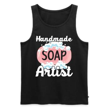 Handmade Soap Artist Soap Soap Cream - Men's Premium Organic Tank Top - black - Front - AI Model Male 178 light (178cm)