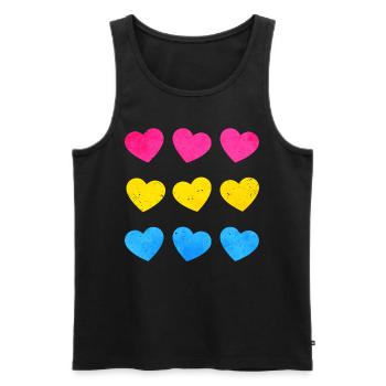 Pansexual Pride Pan Flag Hearts Subtil LGBTQ - Débardeur bio Premium Homme - noir - Devant - AI Model Male 178 light (178cm)