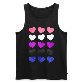 Genre Fluid Pride Flag Hearts Subtil LGBTQ - Débardeur bio Premium Homme - noir - Devant - AI Model Male 178 light (178cm)