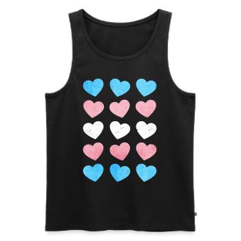 Fierté transgenre Cœur de drapeau transgenre LGBT subtil - Débardeur bio Premium Homme - noir - Devant - AI Model Male 178 light (178cm)