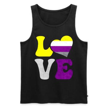 Nicht-binäre Stolz Flagge LIEBE Herz LGBTQ - Männer Premium Bio Tank Top - Schwarz - Vorne - Michal (187cm)