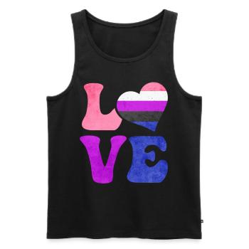 Geschlecht Fluid Stolz Flagge LIEBE Herz LGBTQ - Männer Premium Bio Tank Top - Schwarz - Vorne - Michal (187cm)