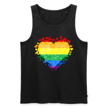 Gay Pride Rainbow Flag Heart Sublte - Débardeur bio Premium Homme - noir - Devant - AI Model Male 178 light (178cm)