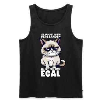 Lustige Grump Cat - Ich Hab Das Schon Verstanden - Männer Premium Bio Tank Top - Schwarz - Vorne - Michal (187cm)