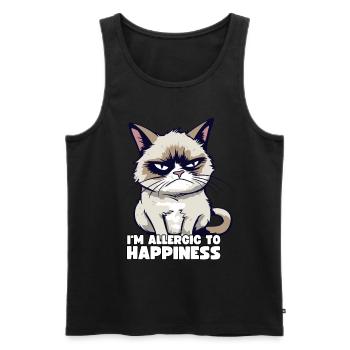 Grump Cat - I'm Allergic To Happiness Sarcasm - Men's Premium Organic Tank Top - black - Front - AI Model Male 178 light (178cm)