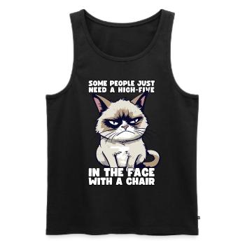 Cat Some People Just Need A High Five In The Face - Männer Premium Bio Tank Top - Schwarz - Vorne - AI Model Male 178 light (178cm)