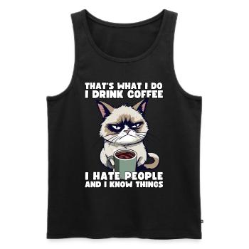 Grump Cat - I drink Coffee and I hate people - Men's Premium Organic Tank Top - black - Front - AI Model Male 178 light (178cm)