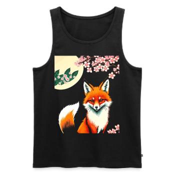 Renards Fleur de cerisier japonais Kitsune Renard - Débardeur bio Premium Homme - noir - Devant - Michal (187cm)