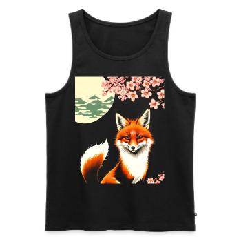 Renards Fleur de cerisier japonais Kitsune Renard - Débardeur bio Premium Homme - noir - Devant - Michal (187cm)