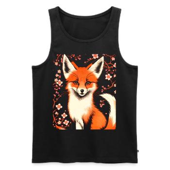 Renards Fleur de cerisier japonais Kitsune Renard - Débardeur bio Premium Homme - noir - Devant - Michal (187cm)