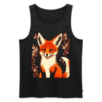 Füchse Japanische Kirschblütenblume Kitsune Fuchs - Männer Premium Bio Tank Top - Schwarz - Vorne - Michal (187cm)
