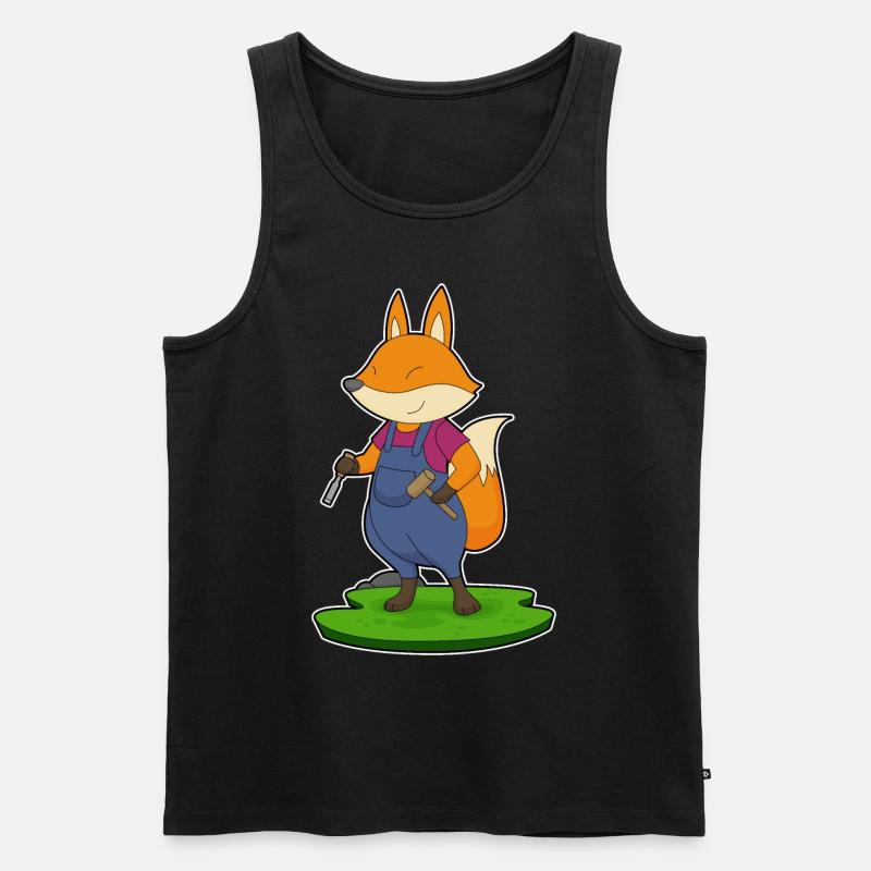 Fuchs Handwerker Hammer Meißel - Männer Premium Bio Tank Top - Schwarz
