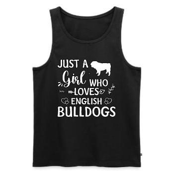 Juste une fille qui aime les bouledogues anglais - Débardeur bio Premium Homme - noir - Devant - Michal (187cm)