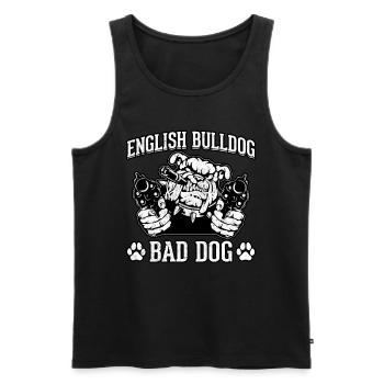 English Bulldog Bad Dog - Men's Premium Organic Tank Top - black - Front - AI Model Male 178 light (178cm)