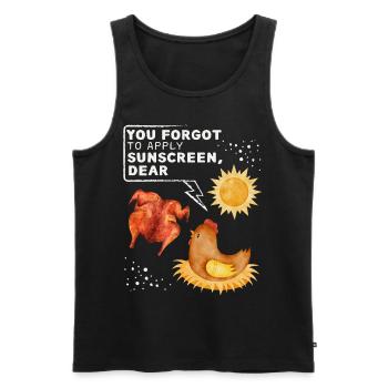 Funny chicken saying, chicken joke sunbathing - Men's Premium Organic Tank Top - black - Front - AI Model Male 178 light (178cm)