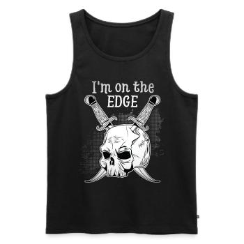 Lustiger Totenkopf, Totenschädel mit Dolch, Spruch - Männer Premium Bio Tank Top - Schwarz - Vorne - AI Model Male 178 light (178cm)