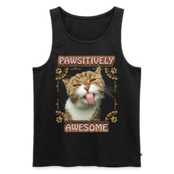 Cat sticks out tongue, funny saying, Pun - Men's Premium Organic Tank Top - black - Front - AI Model Male 178 light (178cm)
