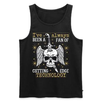Vintage Totenkopf mit Dolch, lustiger Spruch - Männer Premium Bio Tank Top - Schwarz - Vorne - AI Model Male 178 light (178cm)