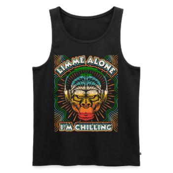Affe mit Kopfhörer Gorilla-Affe, Chillen Spruch - Männer Premium Bio Tank Top - Schwarz - Vorne - AI Model Male 178 light (178cm)