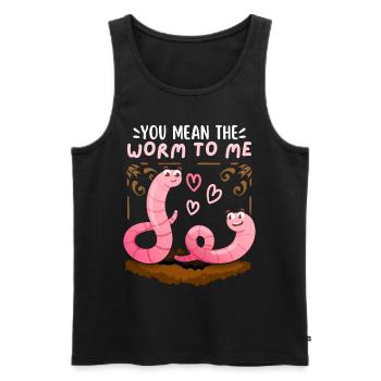 Worms in love Saint-Valentin drôle de dicton, jeu de mots - Débardeur bio Premium Homme - noir - Devant - Michal (187cm)
