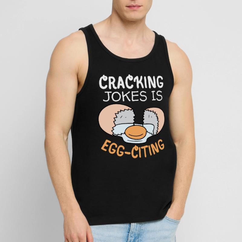 Egg, Eggs, Funny Saying, Pun Egg-citing Joke Men's Premium Organic Tank Top
