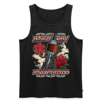 Tattoo Rosen, Tätowierung, lustiger Spruch - Männer Premium Bio Tank Top - Schwarz - Vorne - Michal (187cm)