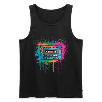 Kassette Musik 80s Pop Style für alle die die 80s - Männer Premium Bio Tank Top - Schwarz - Vorne - Michal (187cm)