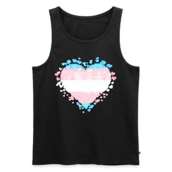 Transgender Stolz Trans Flagge Herzen Sublte LGBTQ - Männer Premium Bio Tank Top - Schwarz - Vorne - Michal (187cm)