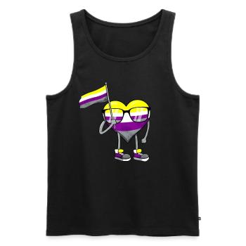 Drapeau de la fierté non binaire Coeur Sublte LGBTQ - Débardeur bio Premium Homme - noir - Devant - Michal (187cm)