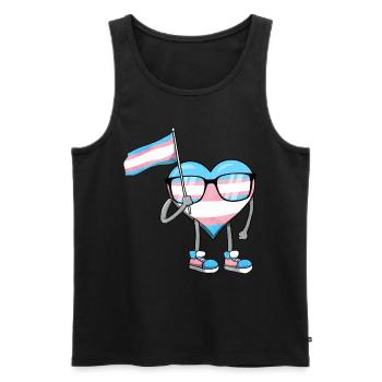 Transgender Pride Trans Flag Heart Sublte LGBTQ - Men's Premium Organic Tank Top - black - Front - AI Model Male 178 light (178cm)