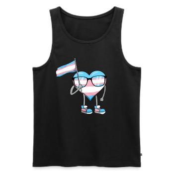Transgender Pride Trans Flag Heart Sublte LGBTQ - Men's Premium Organic Tank Top - black - Front - AI Model Male 178 light (178cm)
