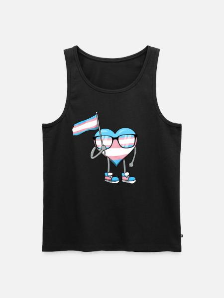 Transgender Pride Trans Drapeau Coeur Sublte LGBTQ - Débardeur bio Premium Homme - noir