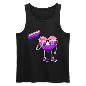 Geschlecht Fluid Stolz Flagge Herz Sublte LGBTQ - Männer Premium Bio Tank Top - Schwarz - Vorne - Michal (187cm)