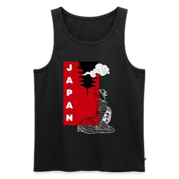 Japon Temple Japonais Yoga Manga Méditation - Débardeur bio Premium Homme - noir - Devant - AI Model Male 178 light (178cm)