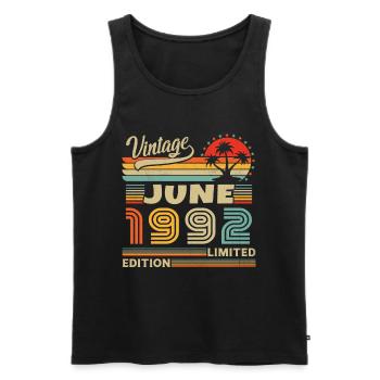 June 1992 Vintage Born in June 1992 Anniversary - Men's Premium Organic Tank Top - black - Front - Michal (187cm)