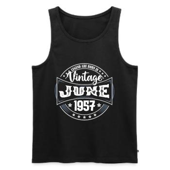 1957 Juni. Geburtstagsgeschenk Juni 1957. Juni. - Männer Premium Bio Tank Top - Schwarz - Vorne - AI Model Male 178 light (178cm)