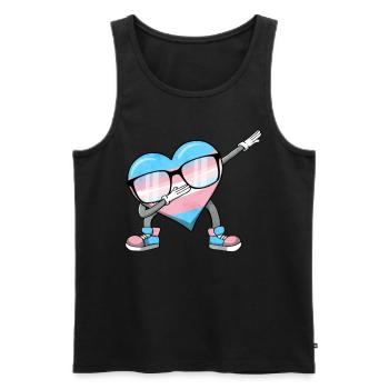 Transgender Stolz Trans Flagge Tupfen Herz Sublte - Männer Premium Bio Tank Top - Schwarz - Vorne - Michal (187cm)