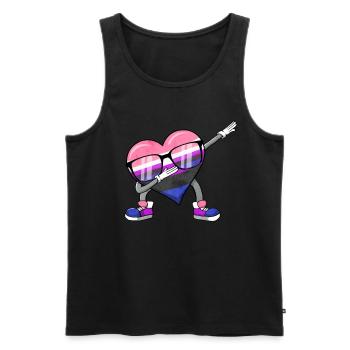 Gender Fluid Stolz Flagge Tupfen Herz Sublte LGBTQ - Männer Premium Bio Tank Top - Schwarz - Vorne - Michal (187cm)
