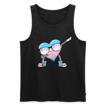 Transgender Stolz Trans Flagge Tupfen Herz Sublte - Männer Premium Bio Tank Top - Schwarz - Vorne - Michal (187cm)