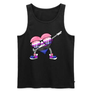 Gender Fluid Stolz Flagge Tupfen Herz Sublte LGBTQ - Männer Premium Bio Tank Top - Schwarz - Vorne - Michal (187cm)