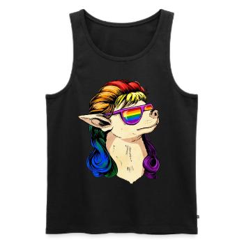 Gay Pride Rainbow Flag Mullet Chihuah - Débardeur bio Premium Homme - noir - Devant - AI Model Male 178 light (178cm)