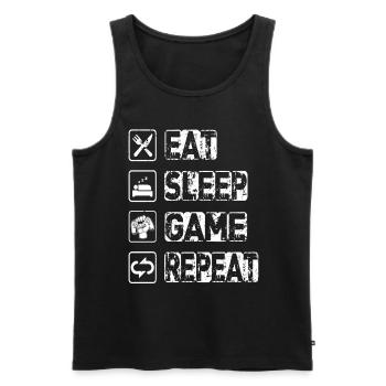 Eat Sleep Game Repeat - Men's Premium Organic Tank Top - black - Front - AI Model Male 178 light (178cm)