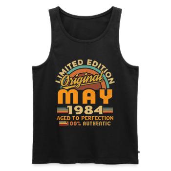 May 1984 Vintage Born in May 1984 Anniversary - Men's Premium Organic Tank Top - black - Front - Michal (187cm)