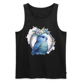Mignon Aquarelle Perruche Budgie Bird Flower Crown - Débardeur bio Premium Homme - noir - Devant - Michal (187cm)