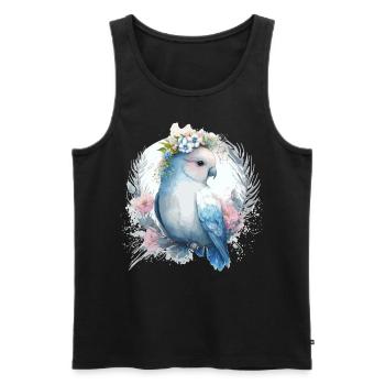 Aquarelle mignonne Lovebird Bird Fleur Couronne Pet Bir - Débardeur bio Premium Homme - noir - Devant - Michal (187cm)