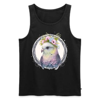 Perruche mignonne Budgie Bird Fleur Couronne Oiseaux de compagnie - Débardeur bio Premium Homme - noir - Devant - Michal (187cm)