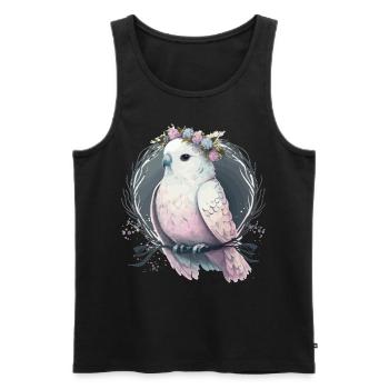 Artistic White Parakeet Budgie Bird Flower Crown P - Men's Premium Organic Tank Top - black - Front - Michal (187cm)